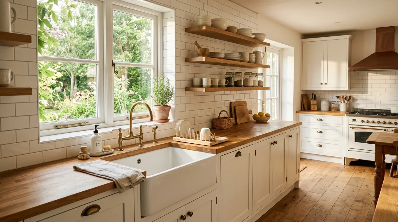 Use brass to warm the palette gently inspiration for a bright white kitchen.